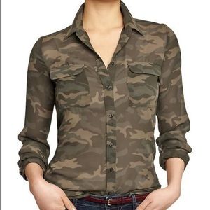 NWT Old Navy Camo Chiffon Button Down